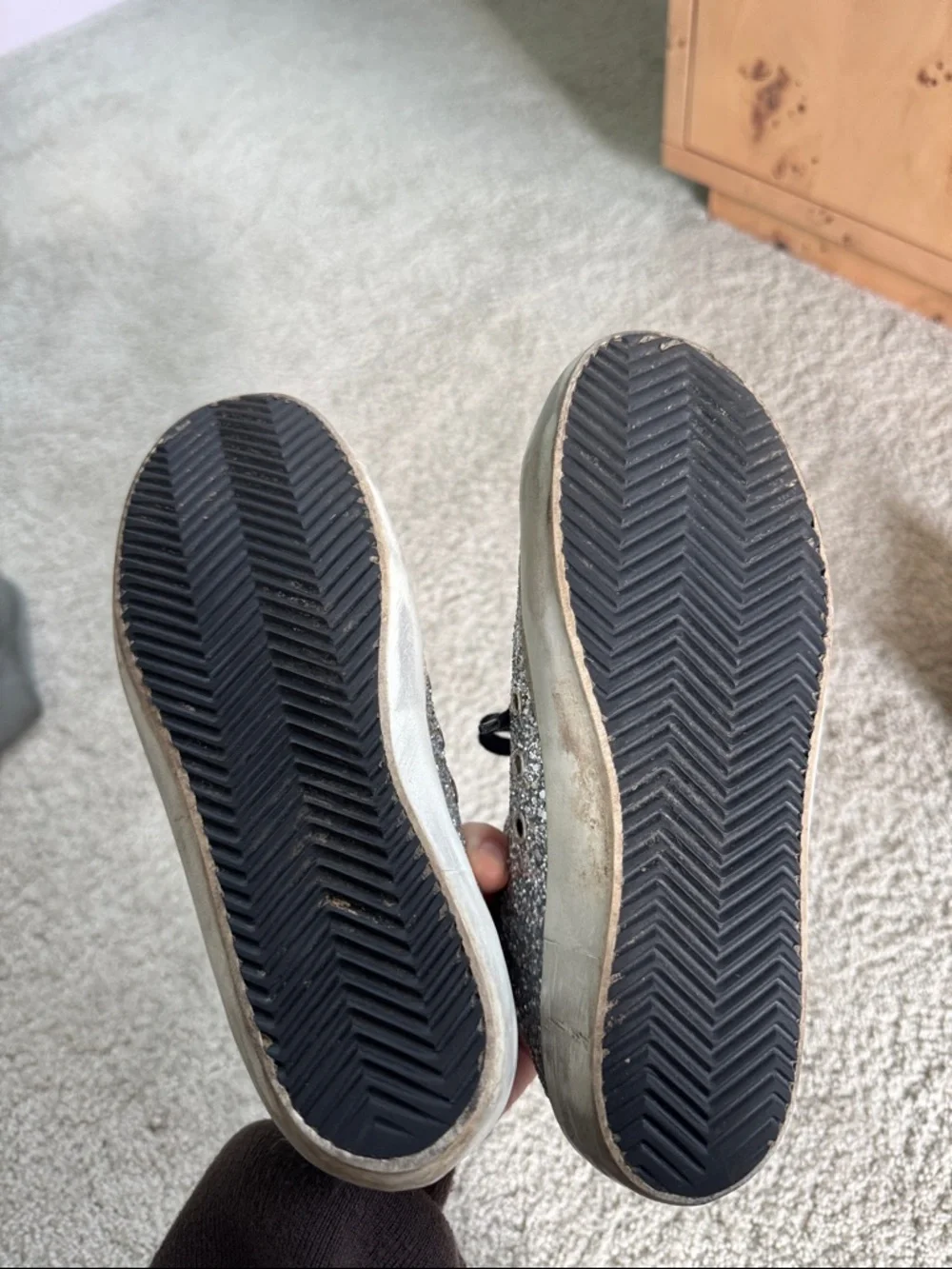 GOLDEN GOOSE Silver Black Glitter Sneakers 35 - Picture 6 of 6